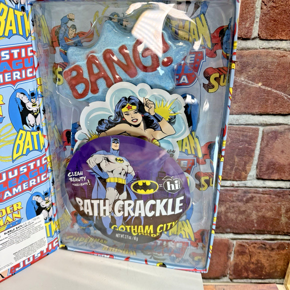 Justice League x Hi Peach Layne Bath Set- Bath Bomb Bath Crackle Bubble Bath New - Picture 5 of 8